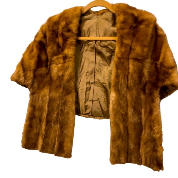 Vintage stunning Mink Real Fur Capelet cap sleeves wrap  collar shrug co… - Picture 1 of 4